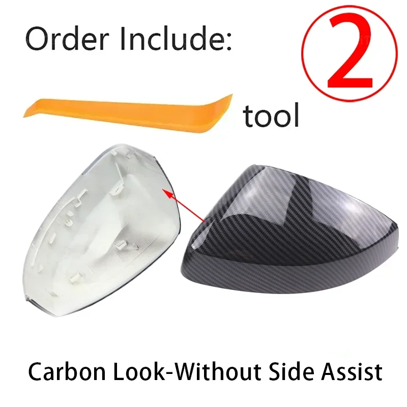 Zwart Koolstofvezel Patroon Spiegel Cover Paar voor Audi A3 S3 8V RS3 2013-2019 Side Assist caps Overlay Accessoires