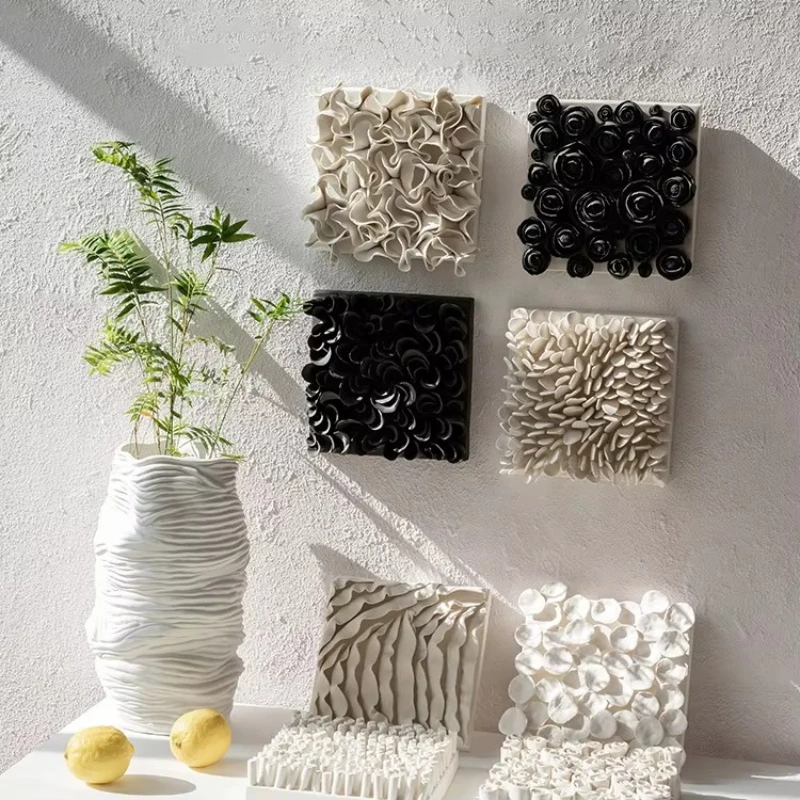 

Manufacturer Wholesale Simple Retro Style Wall Art Home Handicrafts Wall Hanging Handmade Ceramics Square Wall Decoration
