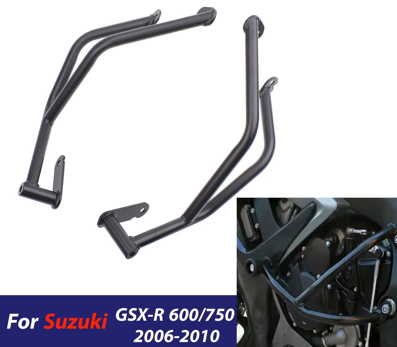  Motorcycle Crash Bar Frame Bumper For Suzuki GSXR GSX-R 600 750 2006-2010 Highway Engine Guard Fairing Protector Accessories