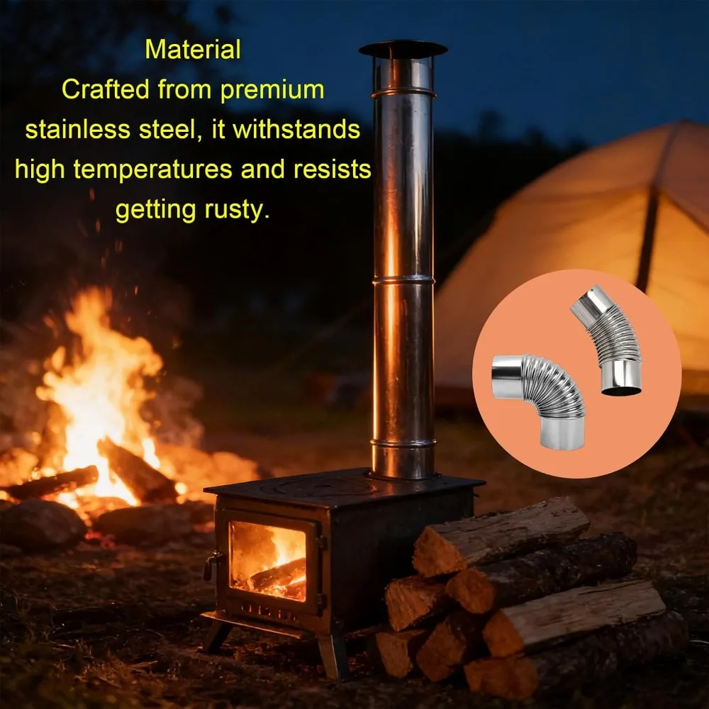 Durable 304 Stainless Steel Wood Stove Pipe 3.15 Inch Diameter 90 Degree Bend Stove Pipe Elbow Silver Vent Pipe For Boiler