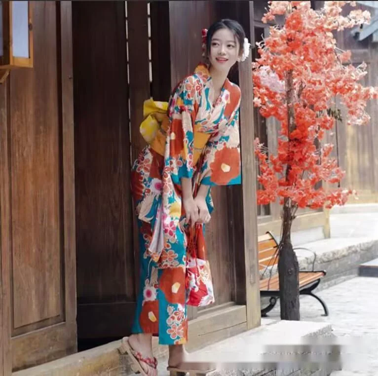 New kimono women Japanese improved kimono yukata lovely girl travel photo clothing