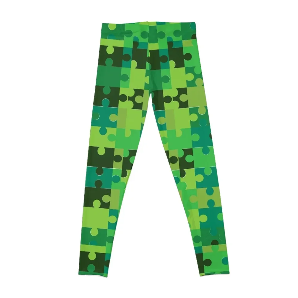 Green Jigsaw Puzzle pattern Leggings Jogger pants sports shirts gym legging push up Women's sports Womens Leggings