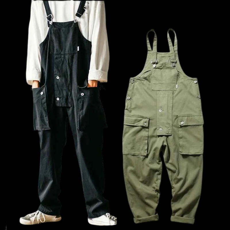 

Men's Overalls Jumpsuit Fashion Baggy Pockets Pants Casual Splice Jumpsuit Pants Streetwear Rainbow Workwear Strap Pants