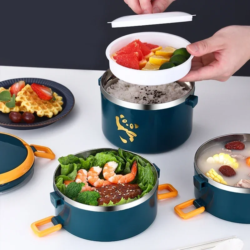 1- 3.1L Portable Bento Box Stainless Steel Thermal Leakproof Lunch Box For Kids School Worker Office Large Food Container Set