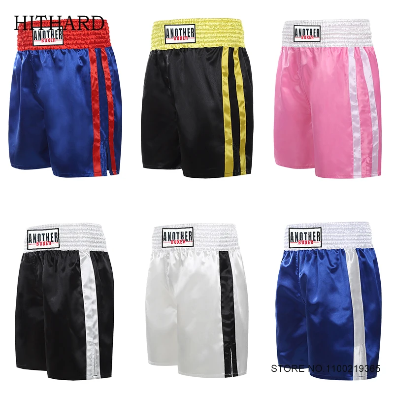 

Boxing Shorts Plain Muay Thai Shorts 2024 New Silk Satin Breathable Kickboxing Fight Pants for Men Women Martial Arts Clothing