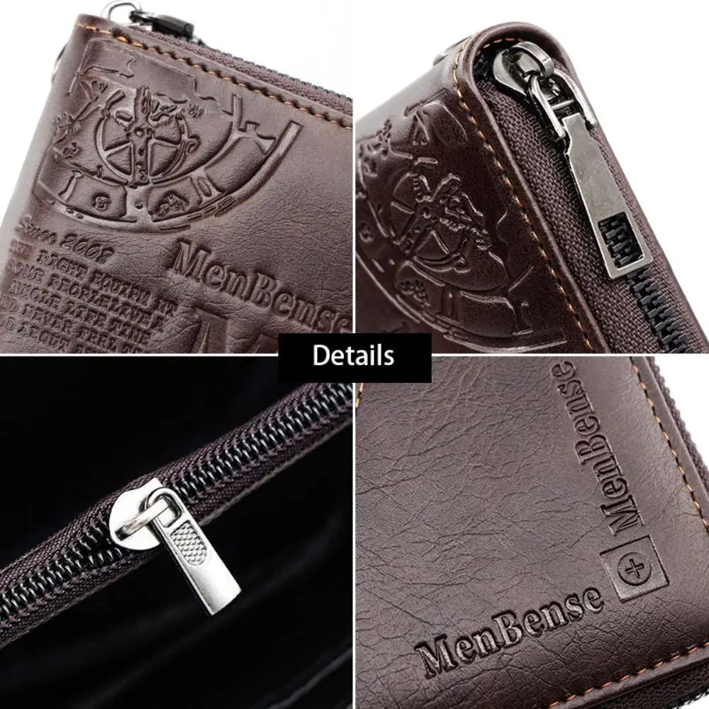 

Zipper Men's Long Wallet Multiple Card Slots Clutch Bag Card Holder Card Storage Bag Mobile Phone Bag PU Leather Male Purse Male