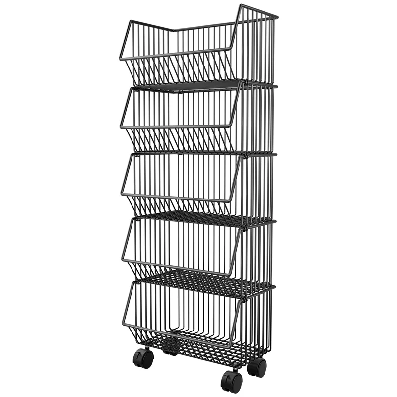 

Многофункциональная напольная кухонная тележка-стеллаж для фруктов и овощей без сверления, с колесиками, многоярусная