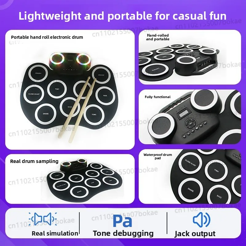 Flashlight Bluetooth Portable Electronic Drum with Built-in Battery and Speaker