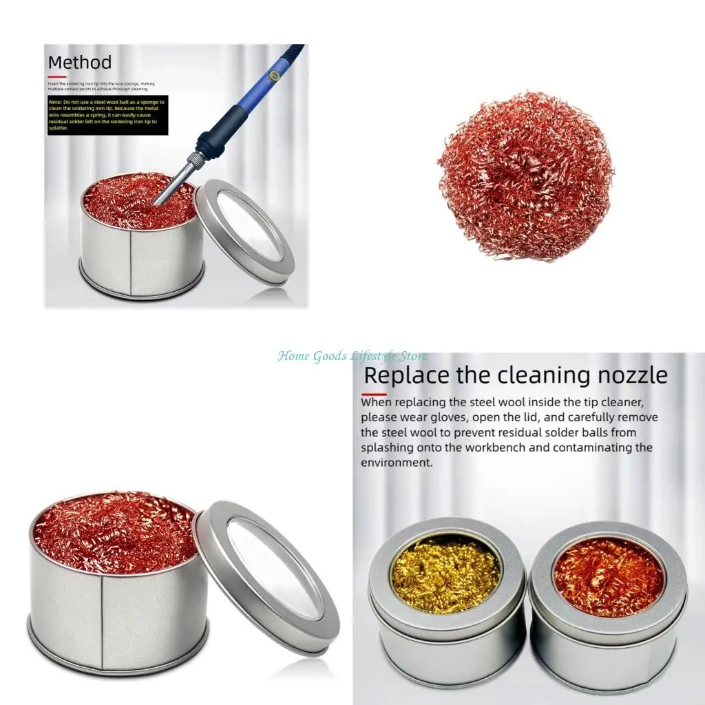 

E74E Soldering Iron Tip Cleaner Nonslip Solder Tip Cleaning Wire Ball Accessoires