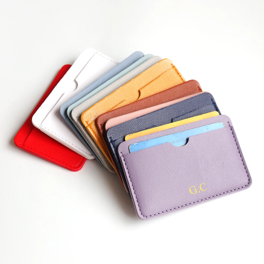 Custom Logo Small Card Holder Personalized Initials Slim Credit Card Wallet Wholesale Wedding Party Custom Logo Small Card Holder Personalized Initials Slim Credit Card Wallet Wholesale Wedding Party