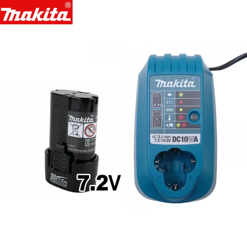 Original Makita BL0715 7.2V 1.5Ah Battery DC10WA Charger for DF012DSE DF012DZ TD020D TD022D TD022DSE DF012D TD021 TD022 DRILL