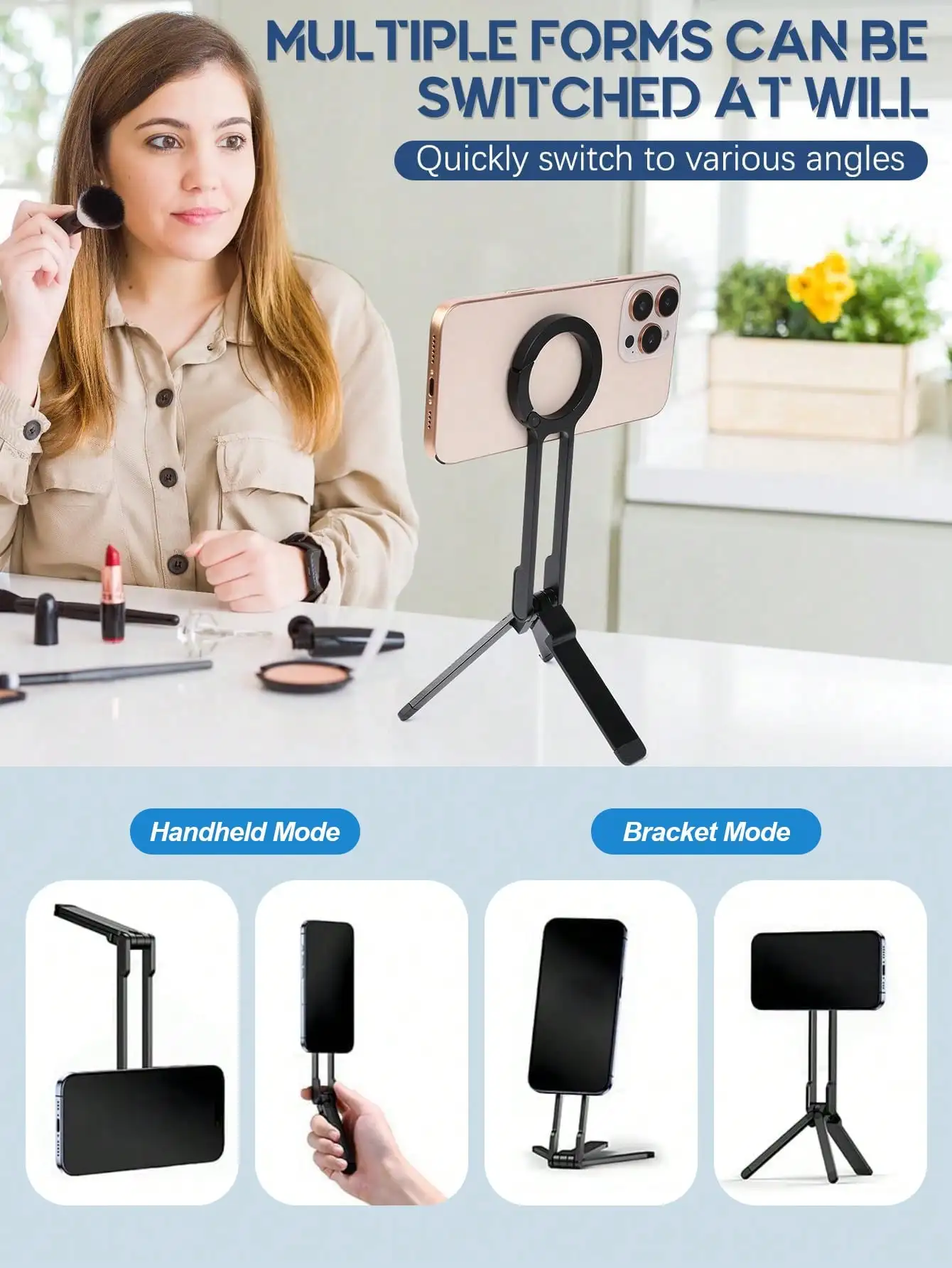 حامل هاتف السيارة مع حلقة تسلق - عالمي لجميع الهواتف، 3 في 1 للملاحة القيادة والسفر في الهواء الطلق واستخدام سطح المكتب #5