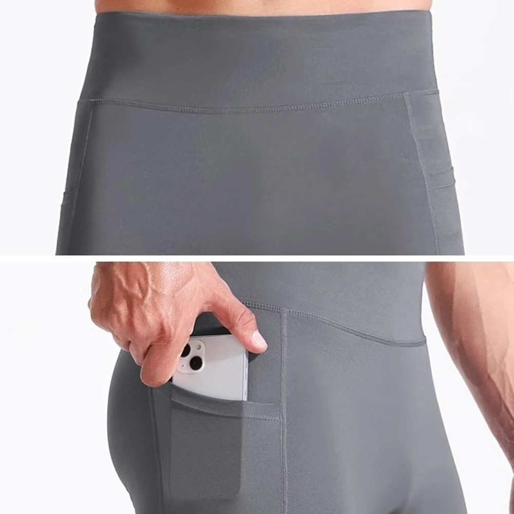 Men\'s Large Size Running Leggings Shorts High Elasticity Quick Dry Polyester Spandex for Training Cycling Sports Use