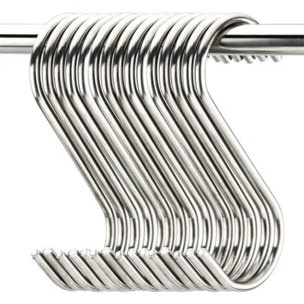 Crochets de suspension en acier inoxydable de type S, organisateur de rangement en métal durable, conception polyvalente pour suspendre les outils de cuisine et les fournitures quotidiennes