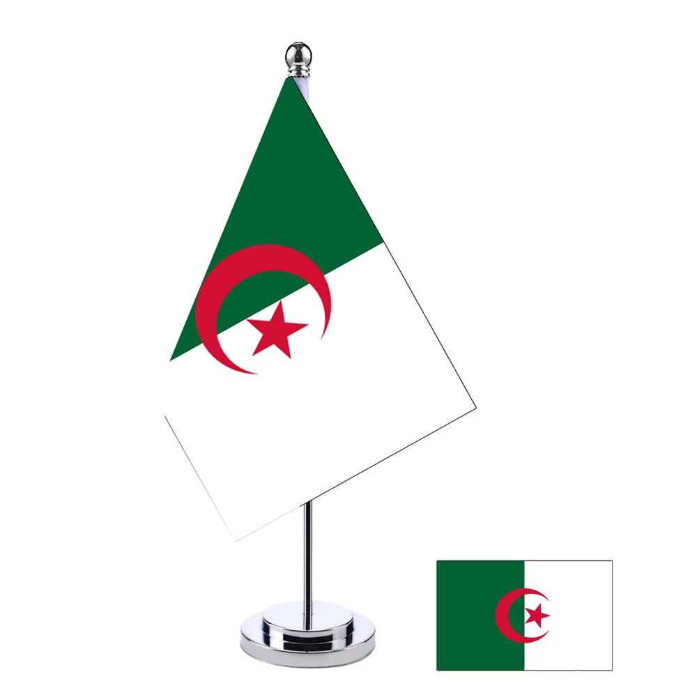 

aerlxemrbrae 14x21cm Office Desk Flag Of ALG Algeria Banner Polyester Algeria National banner