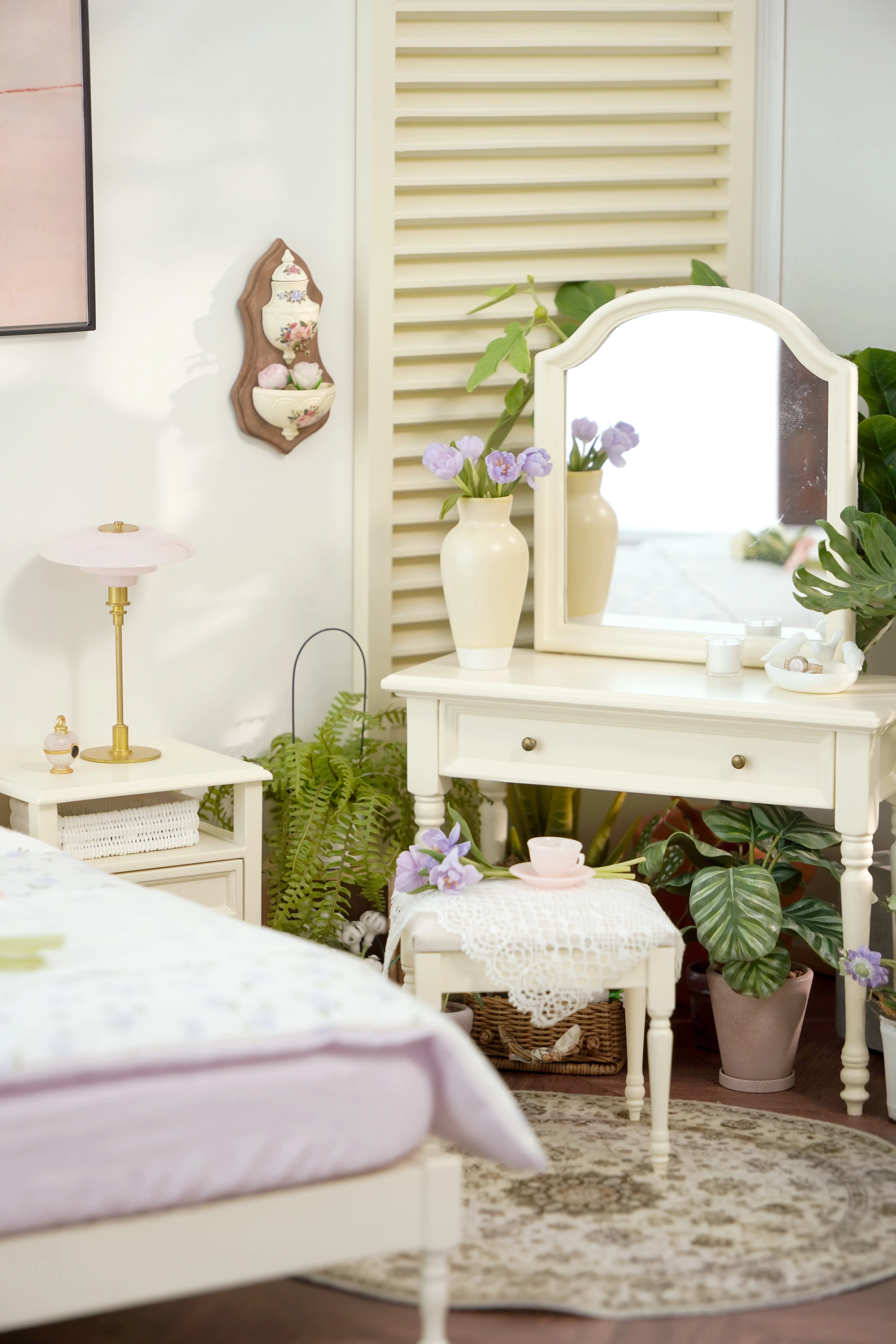 1/6 bjd ob11 móveis para casa de bonecas em miniatura Mini modelo penteadeira de madeira maciça