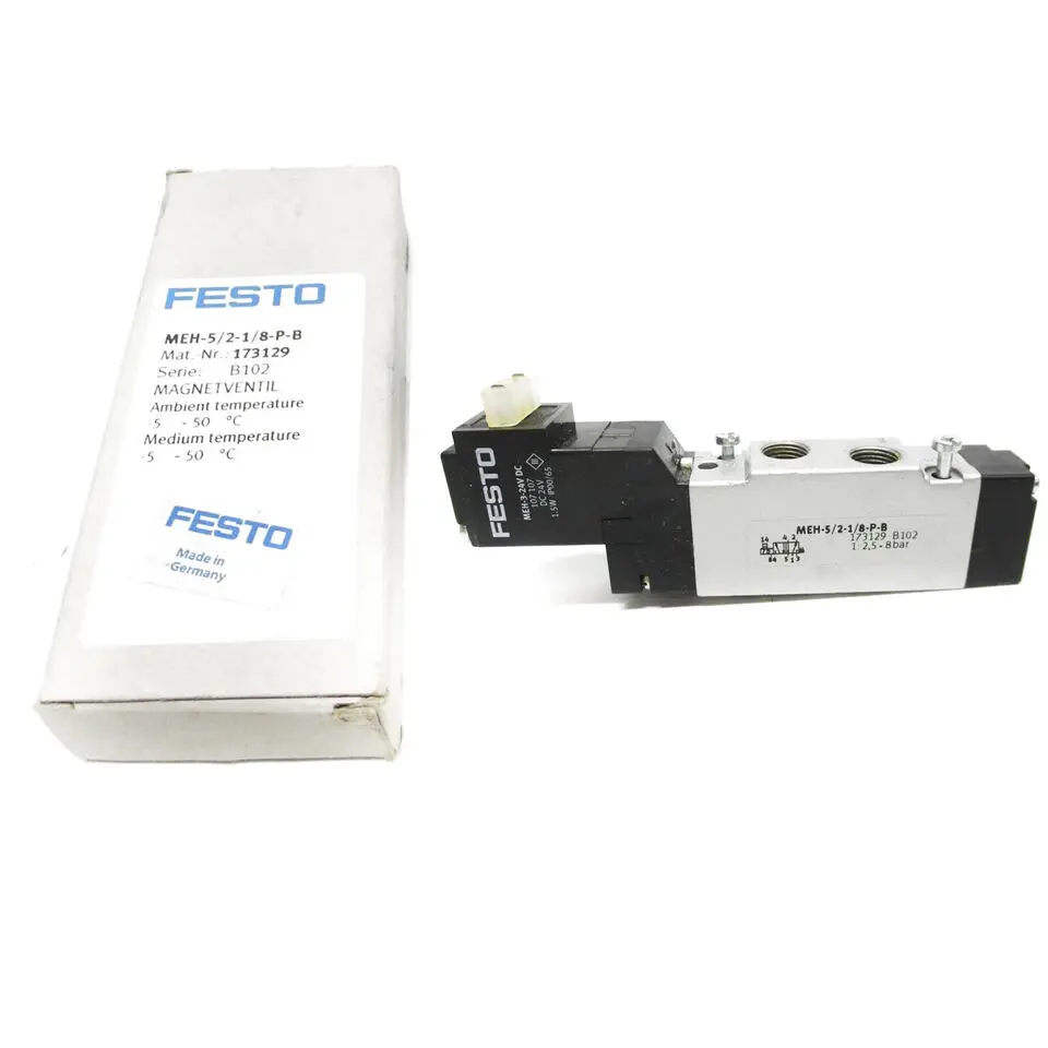 

FESTO MEH-5/2-1/8-P-B 173129 PNEUMATIC SOLENOID VALVE NEW