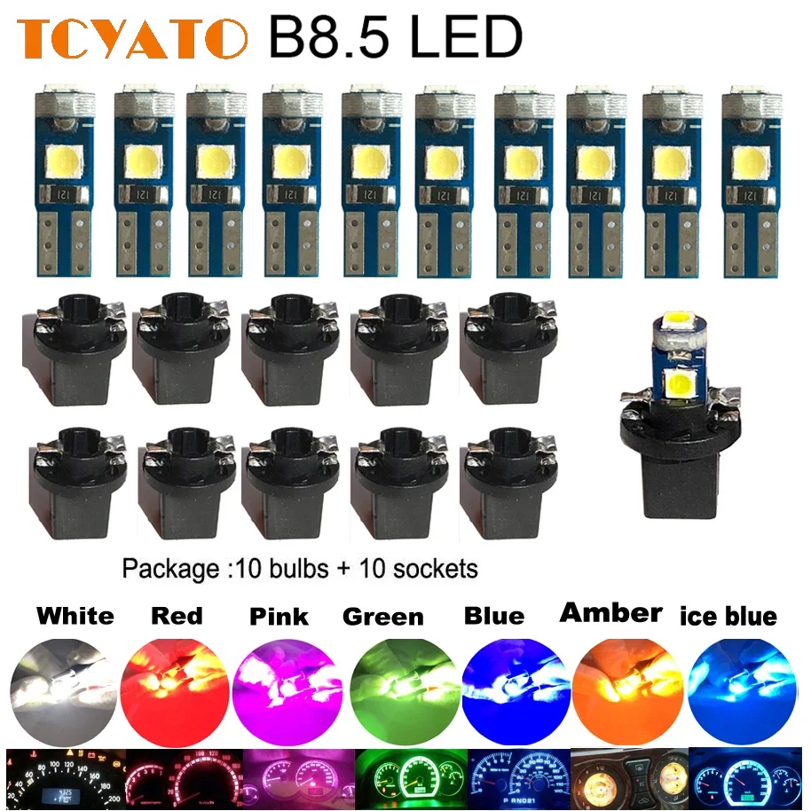 TCYATO Car T5 Lamp Holder T5 Card Slot T5 3030 3SMD Instrument Light LED Set 10 to 20 Pieces