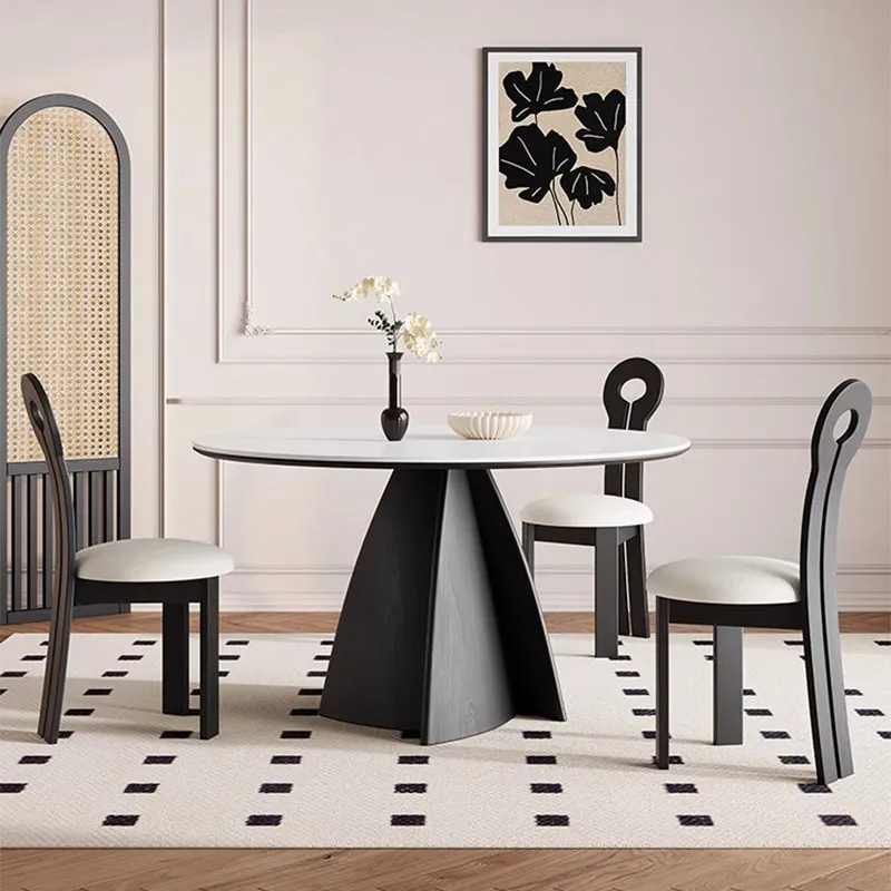 table, pure white with turntable round dining table
