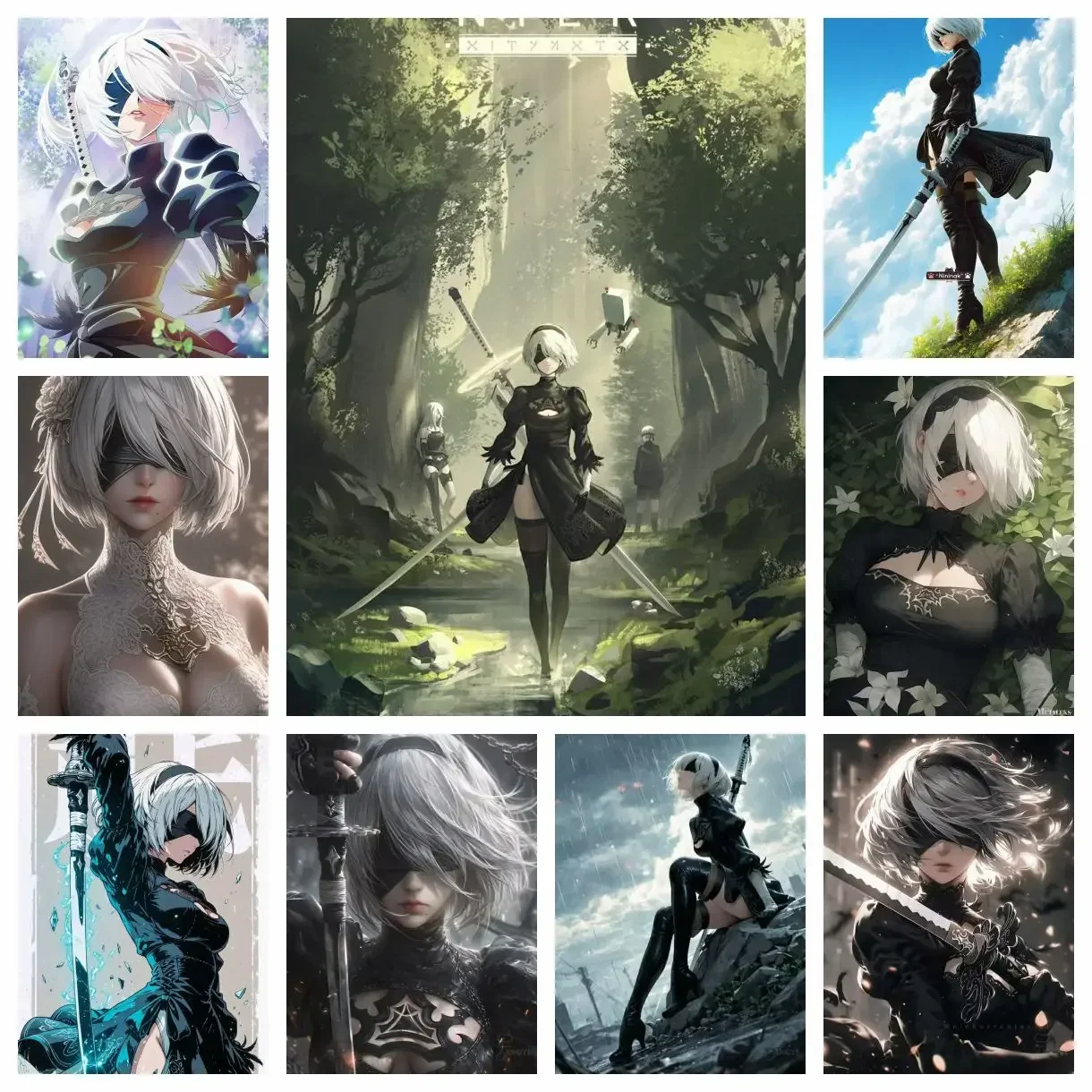 NieR:Automata Diamond Painting Kit 5D DIY Full Square Round Diamond Painting Art Gift Crafts Home Decor Adult Children Gift
