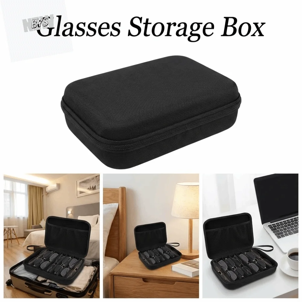 

Коробка для хранения очков на 6/7 отделений, водонепроницаемая, пылезащитная, защитный чехол для солнцезащитных очков, экономия места, регулируемые слоты