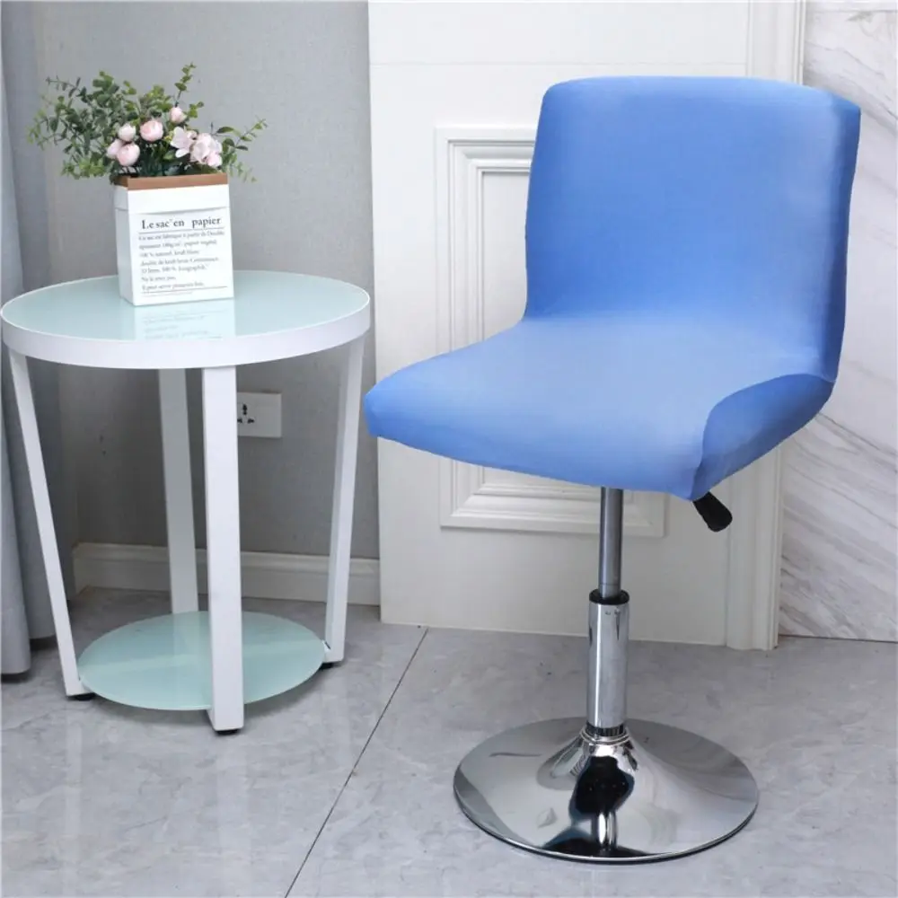 

Elastic Short Back Bar Chair Cover Solid Color Dustproof Stool Seat Covers Soft Removable Chair Protective Case