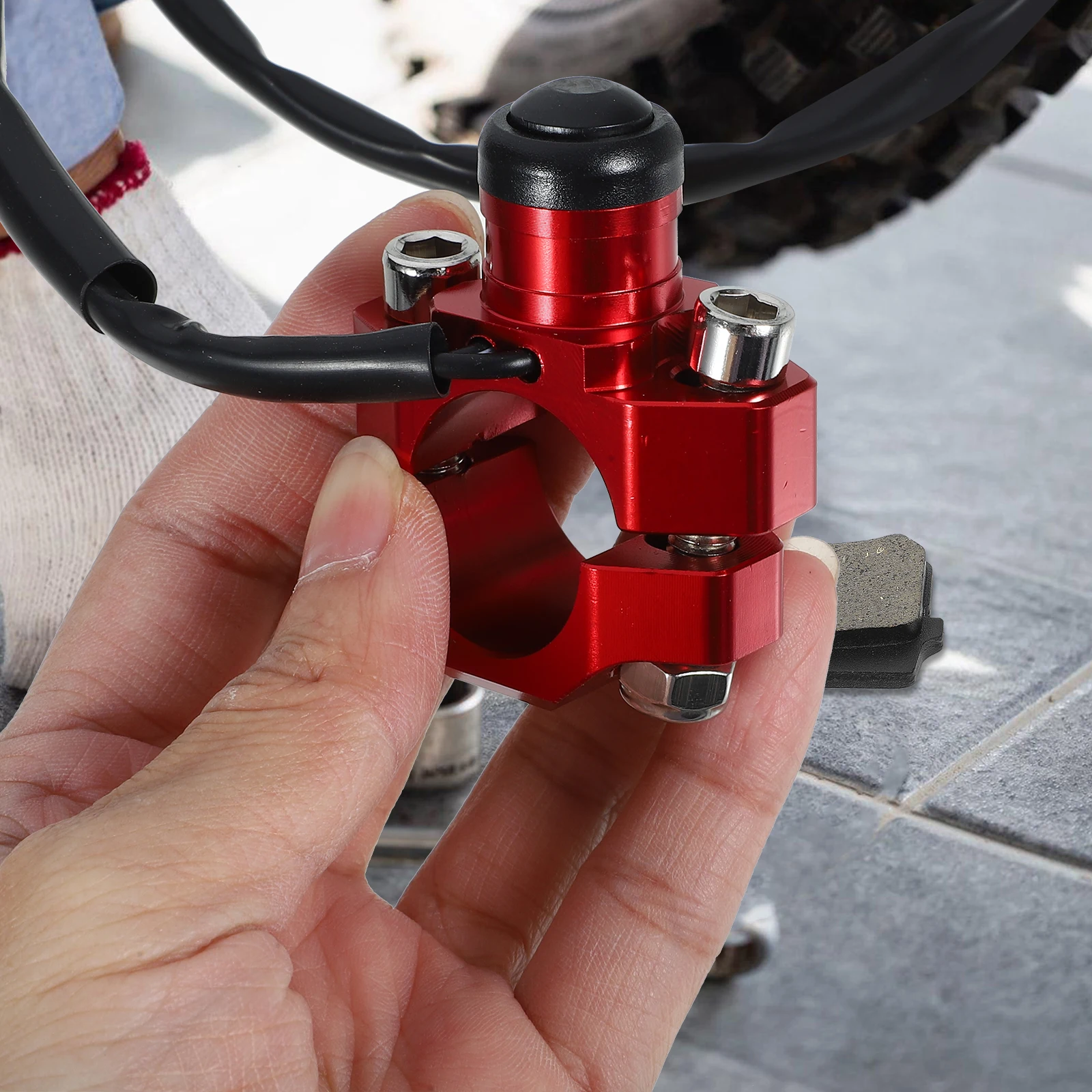 

CNC Motorcycle Switch Red Ignition Coil Starter Kill Button H Control Aluminum For Offroad Bikes Protective Cover