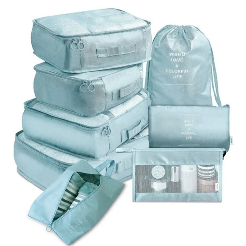 8 Set Packing Cubes For Suitcases Organizer Bags Set Waterproof Carry On Suitcase Luggage Organizers With Shoe Bags Travel