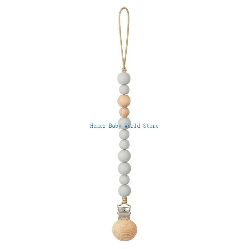 

B2QD Silicone Beaded Pacifier Clip Chains Baby Dummy Feeding Clip Soother Toy Chain