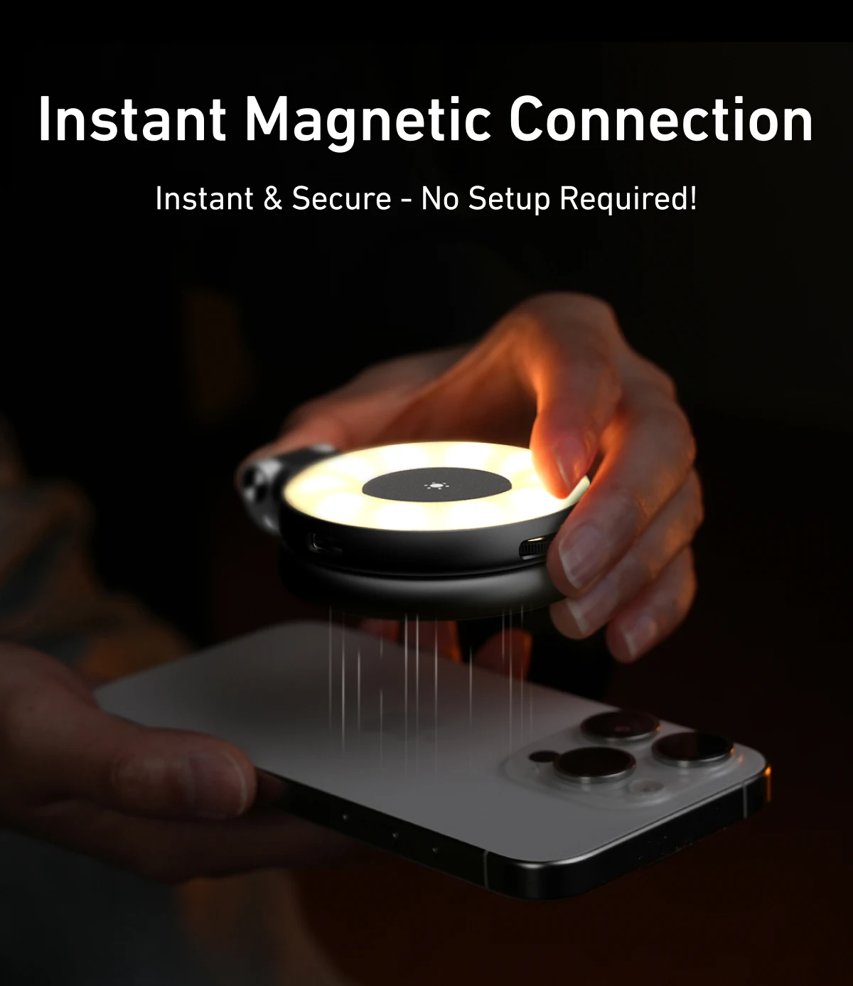 TELESIN Smartphone Magnetic Fill Light Mini Selfie Light 3 Modes Adjustable Brightness for Iphone XIAOMI HUAWEI SAMSUNG Phone