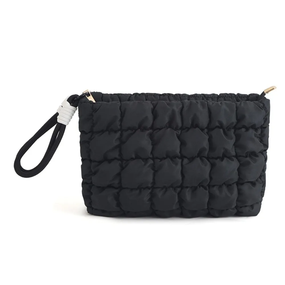 Portable Korean Style Puffy Makeup Pouch With Zipper Large Capacity Cloud Handbag Soft Solid Color Cosmetic Bag Women Girls