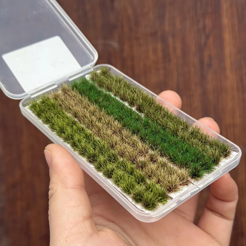 Modelo de racimo de césped artificial de nailon, agujas de césped de 8 mm, racimo de césped sintético para micropaisajes, decoración de mesa de arena, paisaje ferroviario