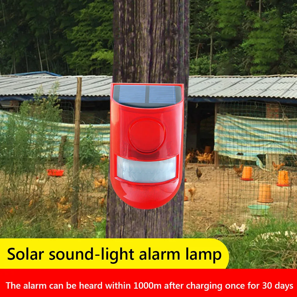 Solar Strobe Light Alarm Waterproof Solar Infrared Motion Sensor Alarm Remote Control Multifunctional Portable for Home Outdoor