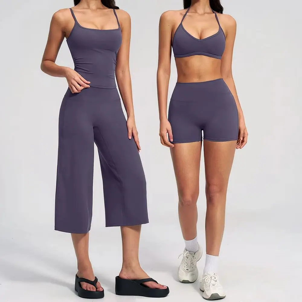 

2PCS Yoga Suit Women Clothes Running Workout Tracksuit Shockproof Sports Vest High Waist Seven Sport Pant Athletic Wear Yoga Set