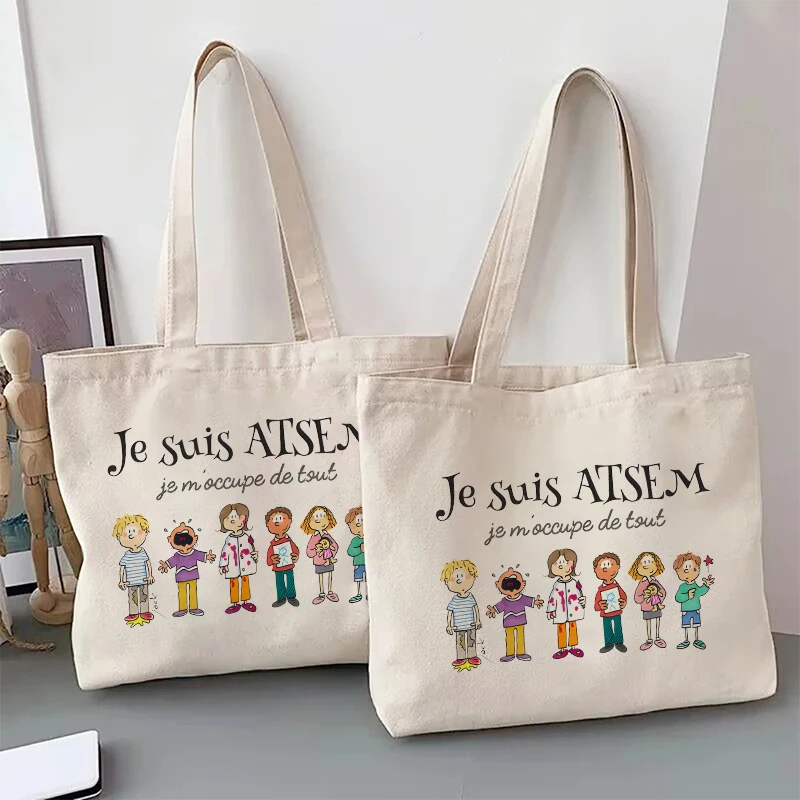 Super ATSEM Whimsical Design Tote Bag Women Shopping Organizer Perfect Gift for Educators & Childcare Professionals Cadeau Atsem