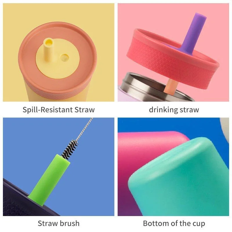 High-value Straw Cup Mixed Color Design Sense Stainless Steel Vacuum Insulation Cup Mini Portable Coffee Cups view 5