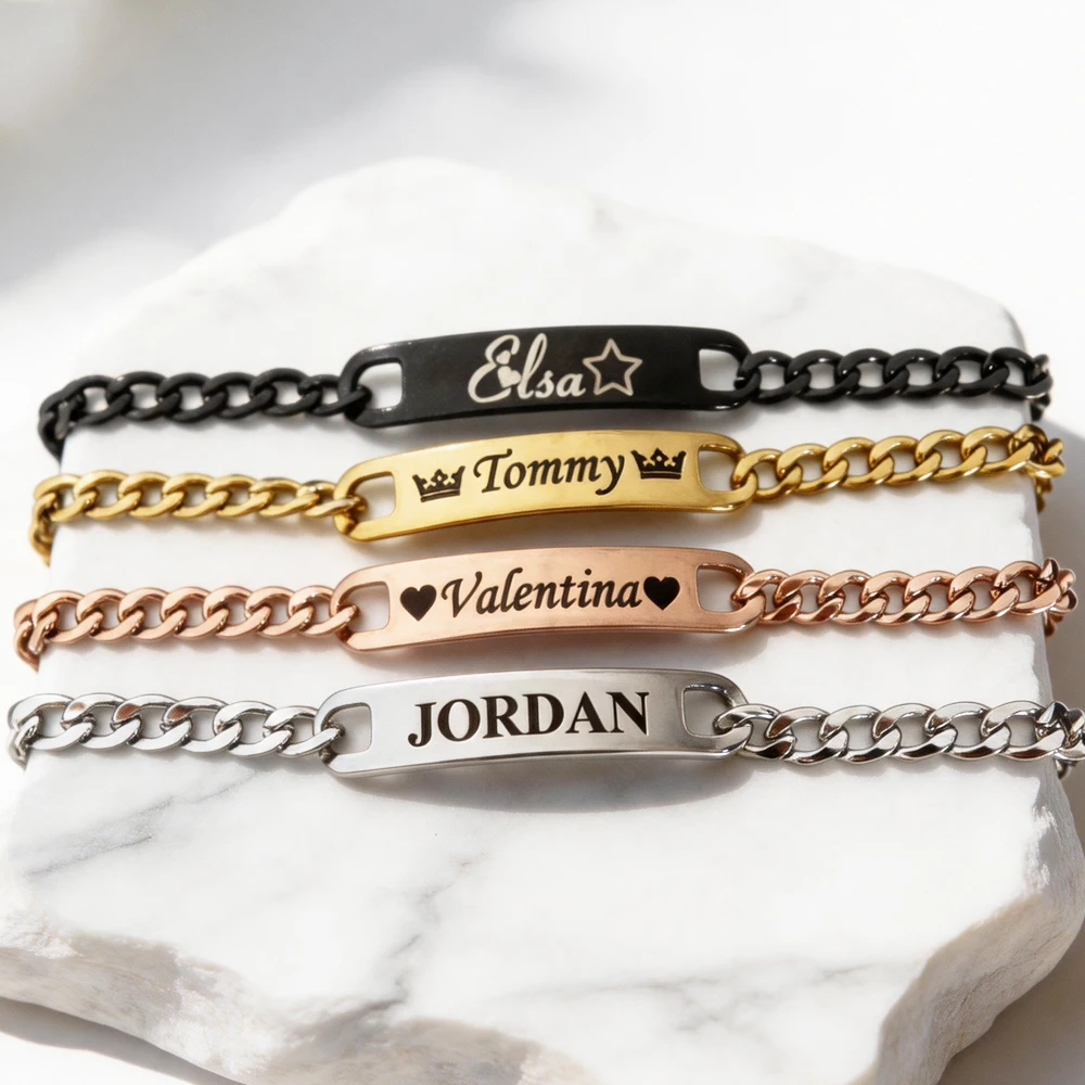 Personalized Nameplate Bracelet, Custom Stainless Steel Gift