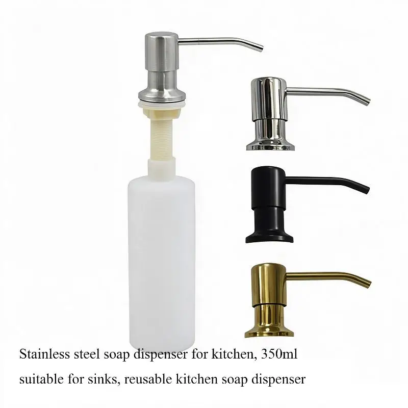 1Pcs 350ml Stainless Steel Liquid Soap Dispenser Manual Press Sink Soap Lotion Bottle Kitchen Accessories