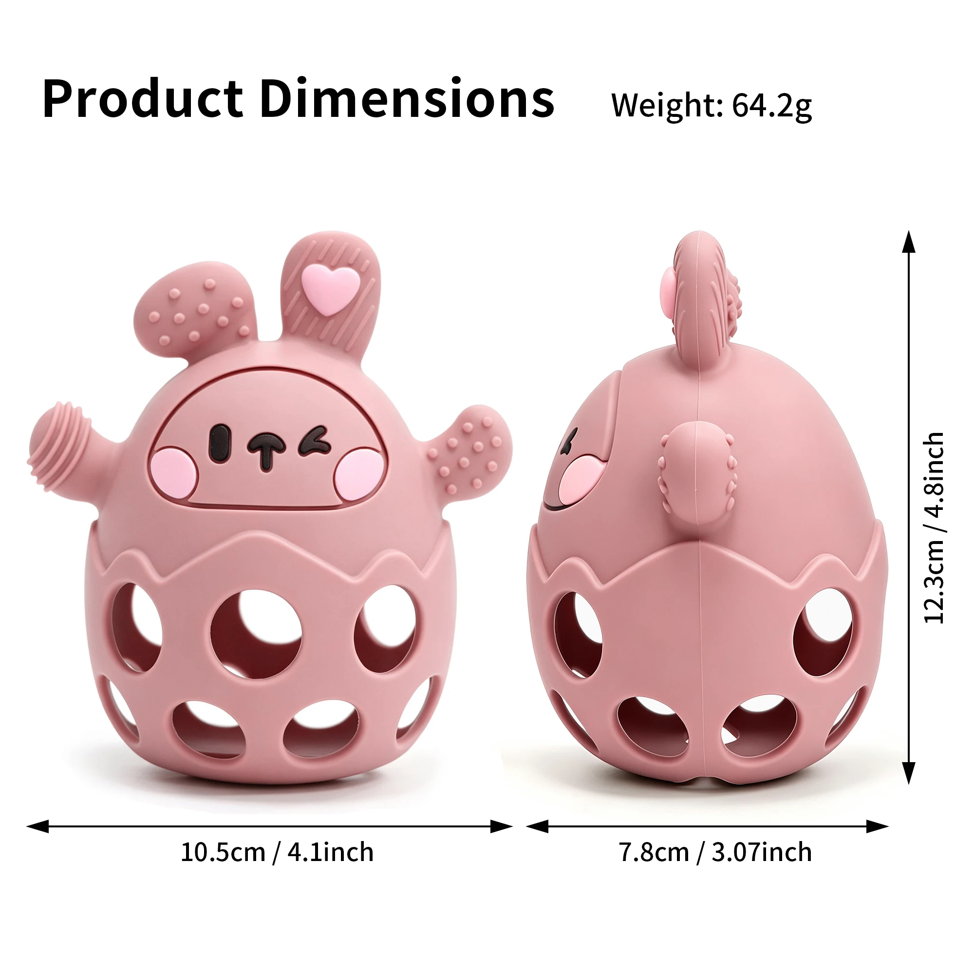 1pc Silicone Baby Teether In Rabbit Shape, Daily Chewing Toy For Toddlers, Baby Party Gift, Suitable For Baby Boys And Girls