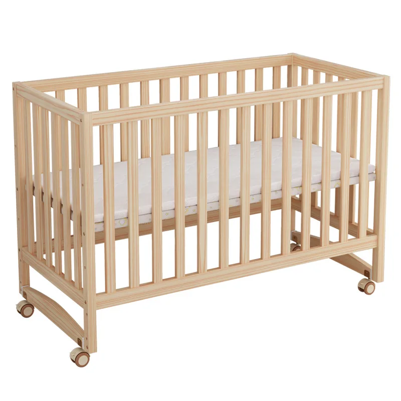 Crib splicing solid wood multifunctional newborn children's bed movable cradle crib