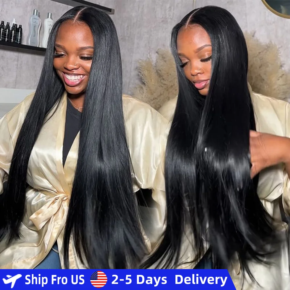 

40-дюймовый прямой парик из натуральных волос 13x6 HD, прозрачный кружевной фронтальный парик, плотность 220, 13x5, бразильский парик с застежкой Remy для женщин