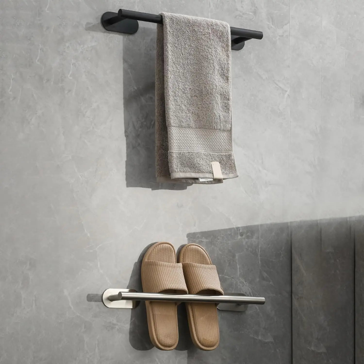 

Balcony,Bathroom Towel Rack Wall Mounted Hand Towel Bar Punch-Free Stainless Steel Kitchen Shelf for Bathroom Kitchen Toilet