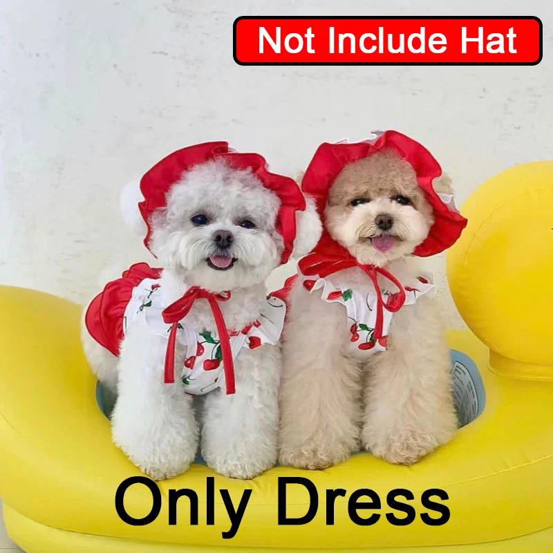 Dog Clothes Cute Cherry Print Dog Swimsuit Pet Cats Puppy Bichon Poodle Thin Breathable Summer Pet Vest Small Dog Dresses