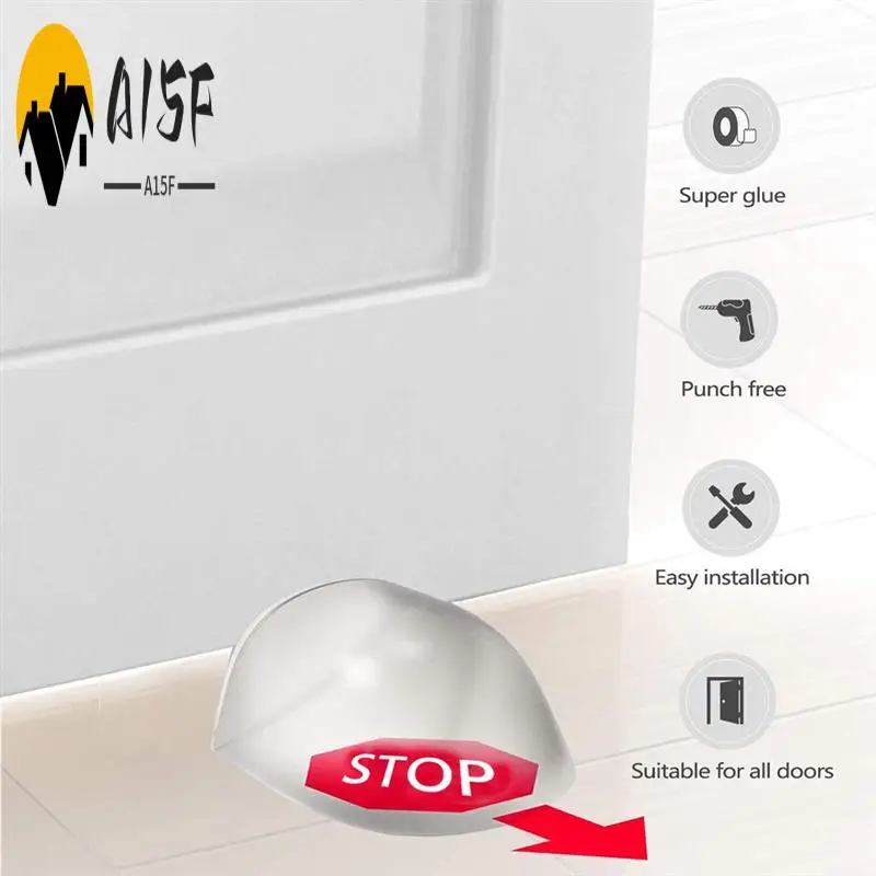 

A15F-Door Stops Floor For Gluing, Transparent Self-Adhesive Floor Door Stops Suitable For All Hard Floors
