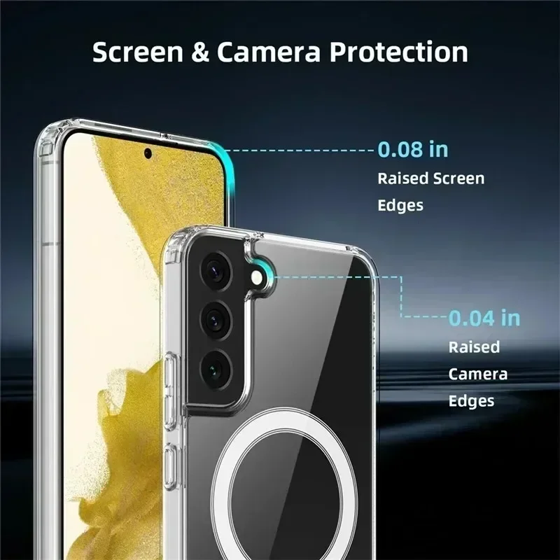 Transparente Magnetische Handyhülle für MagSafe Samsung Galaxy S26 S25 S24 S23 FE S22 S21 Note20 Ultra + MagSafe Kompatible Durchsichtige Stoßfänger-Abdeckung – Detail 8