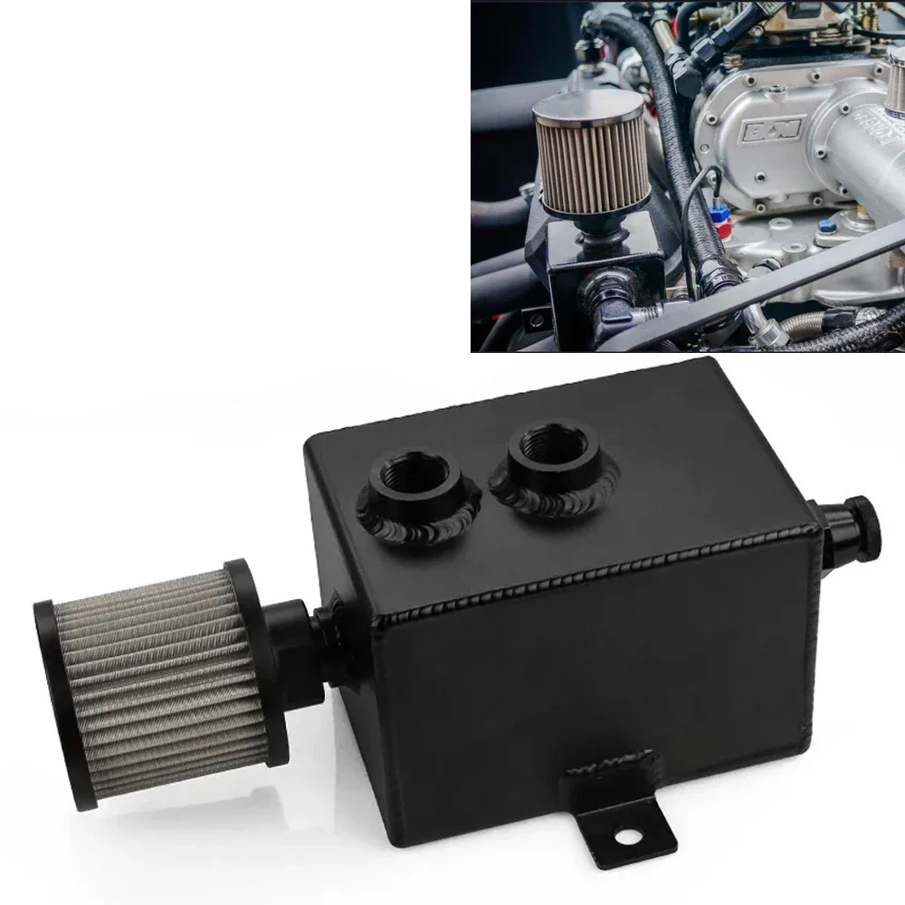 1L 2L Universal Car Aluminum Oil Catch Can Tank Reservoir Tank  Silver Black Fuel Tanks with Breather Filter Drain Tap Bfled