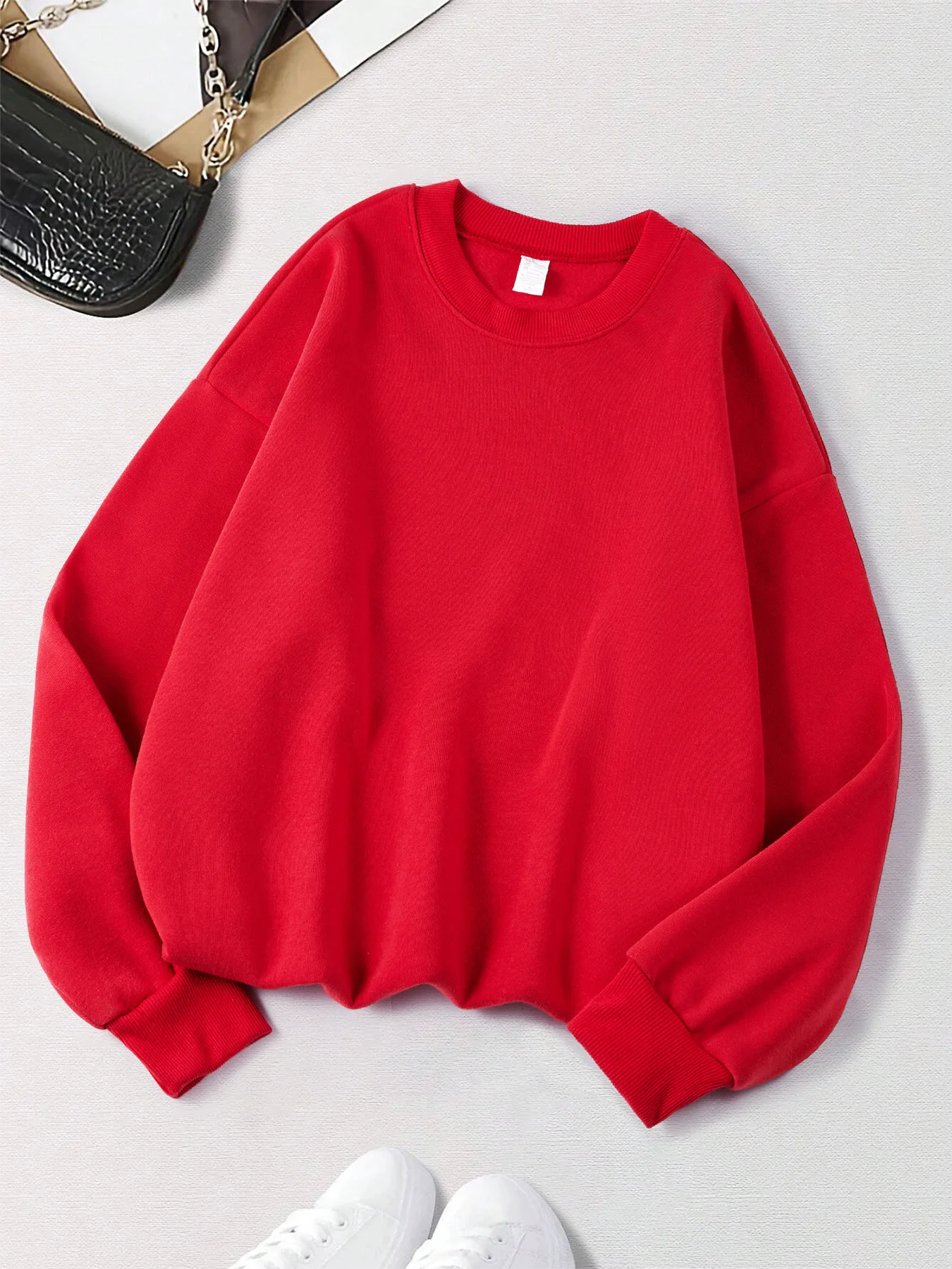 Herbst Hoodie Frauen Plus Größe Sweatshirt Bequeme Solide Tops Fleece Mode Kleidung Straße Weiche Sportswear Casual Warme Pullover – Detail 10