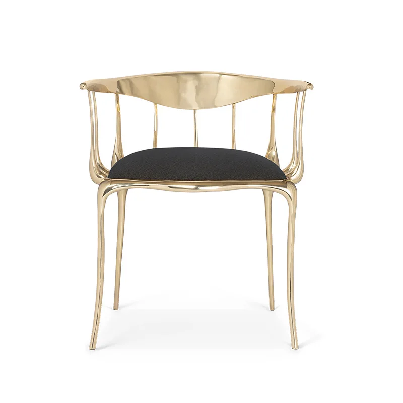 

Light luxury brass dining chair Italian designer high-end negotiation chair villa modern pure copper armchair