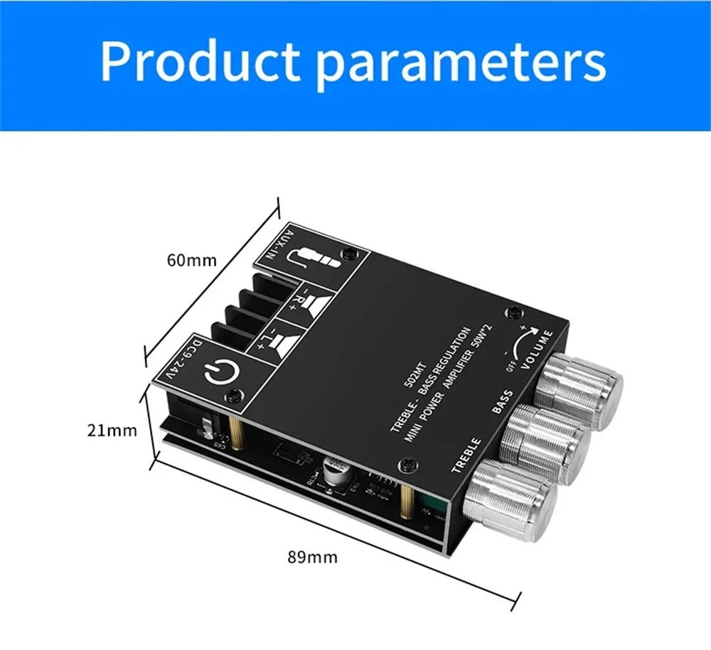 ZK-502MT 2X50W باس أمبير بلوتوث 5.0 جهاز تضخيم الصوت مجلس قناة عالية الطاقة الصوت مكبر صوت استيريو قوة مضخم الصوت مجلس