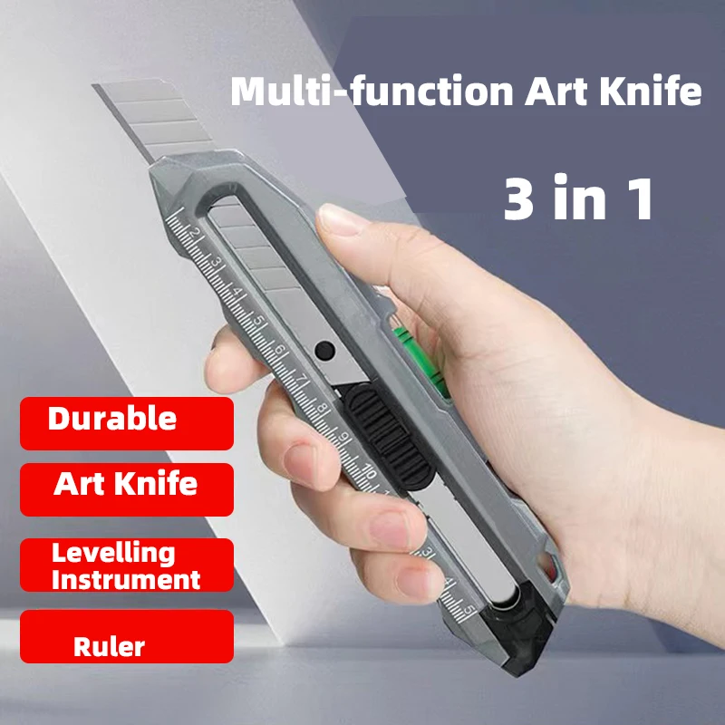 Multifunctional Utility Knife with Ruler and Level High Quality Cutting Tool Heavy-Duty All Steel Thickened Wallpaper Knife